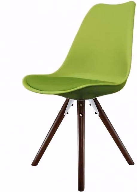 Fusion Living Soho Plastic Dining Chair with Pyramid Dark Wood Legs - Green