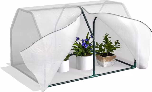 Outsunny Portable Mini Greenhouse with White PVC Cover and Steel Frame, W: 99 cm, D: 71 cm, H: 60 cm