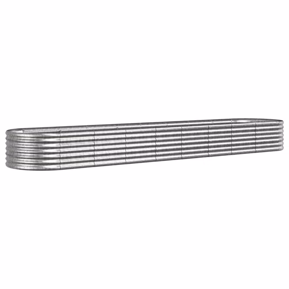 Berkfield Home Garden Raised Bed in Silver Powder-coated Steel, W: 368 cm, D: 80 cm, H: 36 cm – 2