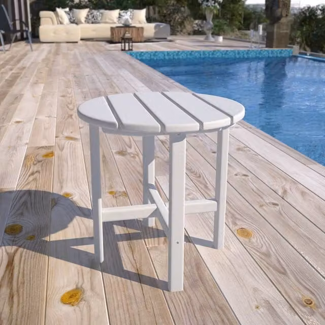 Mona Vale Furniture All-Weather Outdoor Adirondack Side Table in White – 1
