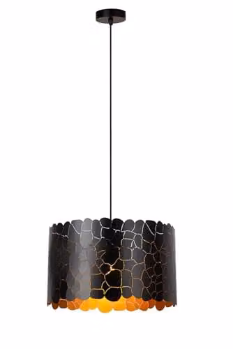 Lucide Almelo Pendant Light, Black and Gold/Brass, Diameter: 40 cm – 1