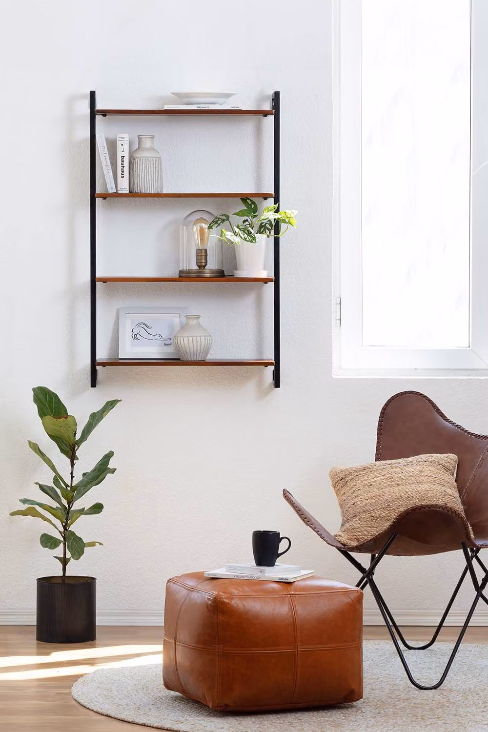 MH London 4-Tier Wall Mounted Floating Shelves in Walnut Mango Wood and Metal – 3