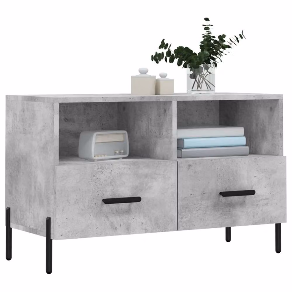 Berkfield Home Industrial TV Cabinet in Concrete Grey, W/D/H: 80 x 36 x 50 cm – 3