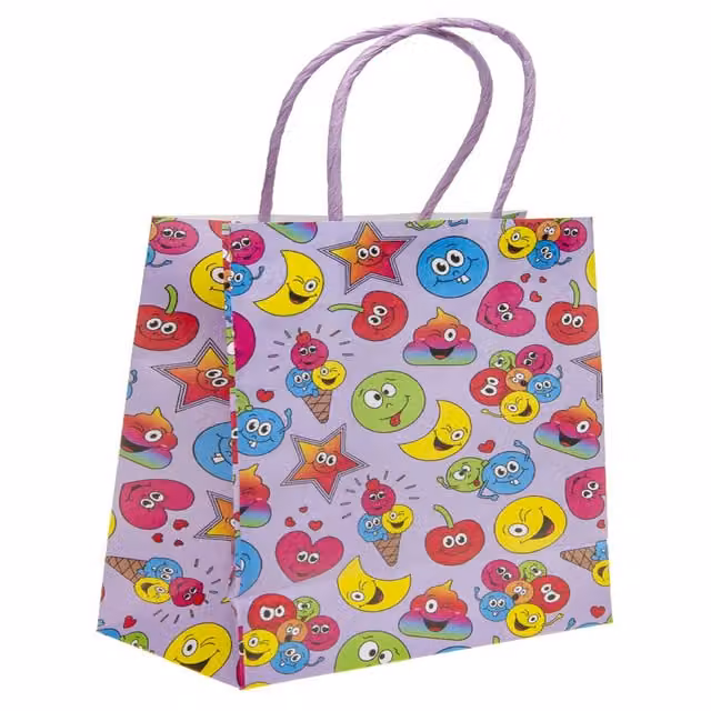 LG-Imports Pack of 12 Emotion Faces Paper Gift Bags in White and Multicolour