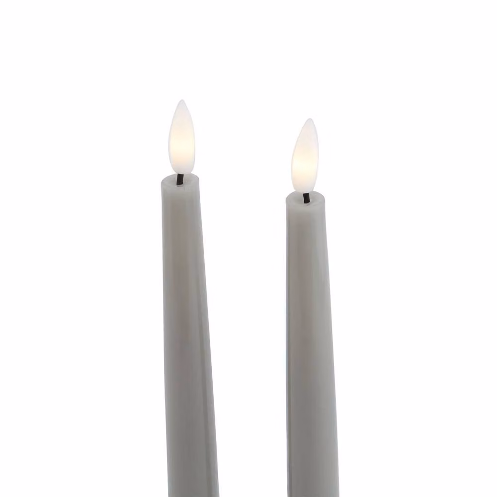Hill Interiors Luxe Collection Grey Taper Electric Candles with Flicker Effect, Pack of 2 – 2