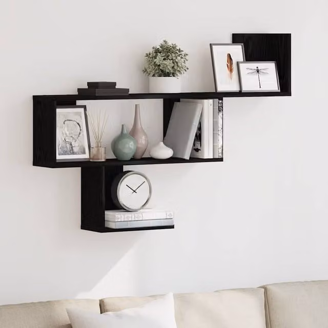 Berkfield Home Wall Mounted Shelf in Black Oak, W/D/H: 100 x 15 x 70 cm – 1