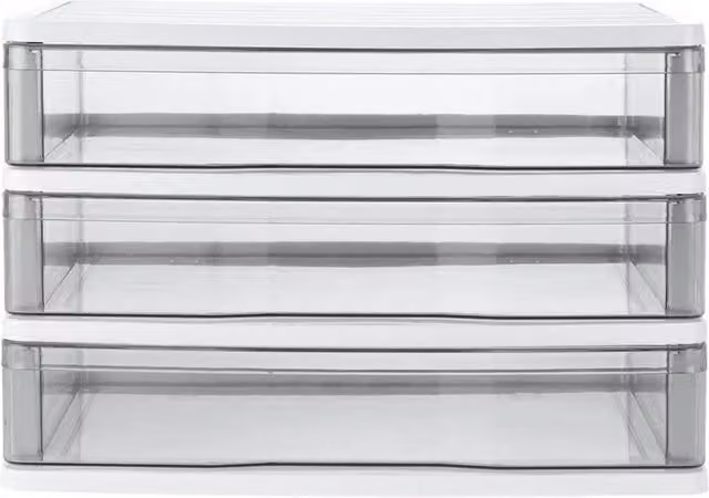 KORVIXA 3 Layer Transparent Plastic Drawer Storage Organizer Box W/D/H: 22.5 x 25.5 x 90 cm