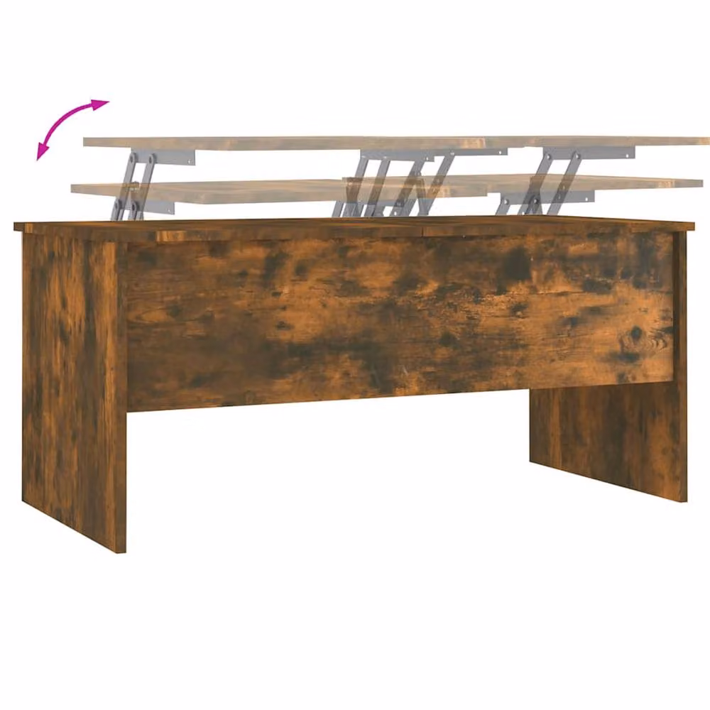 Berkfield Home Modern Rectangular Coffee Table in Smoked Oak Brown, W/D/H: 102 x 50.5 x 46.5 cm – 4