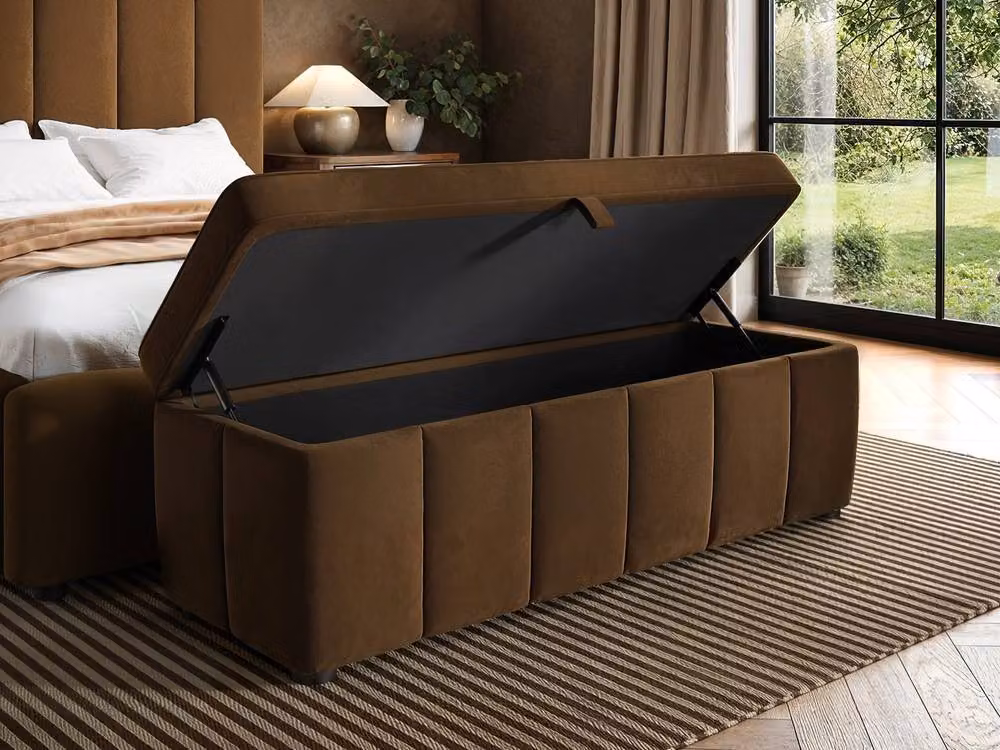 Solace+Co Emilie Upholstered Blanket Box in Brown – 2