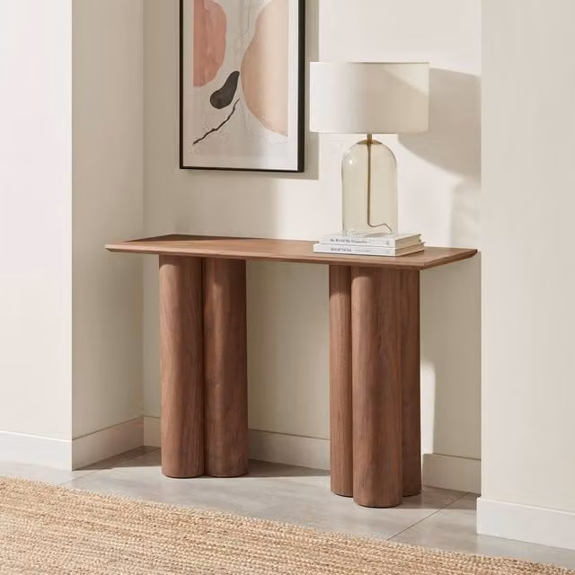FurnitureboxUK Sutton Modern Walnut Veneer Wood Console Table in Brown – 1