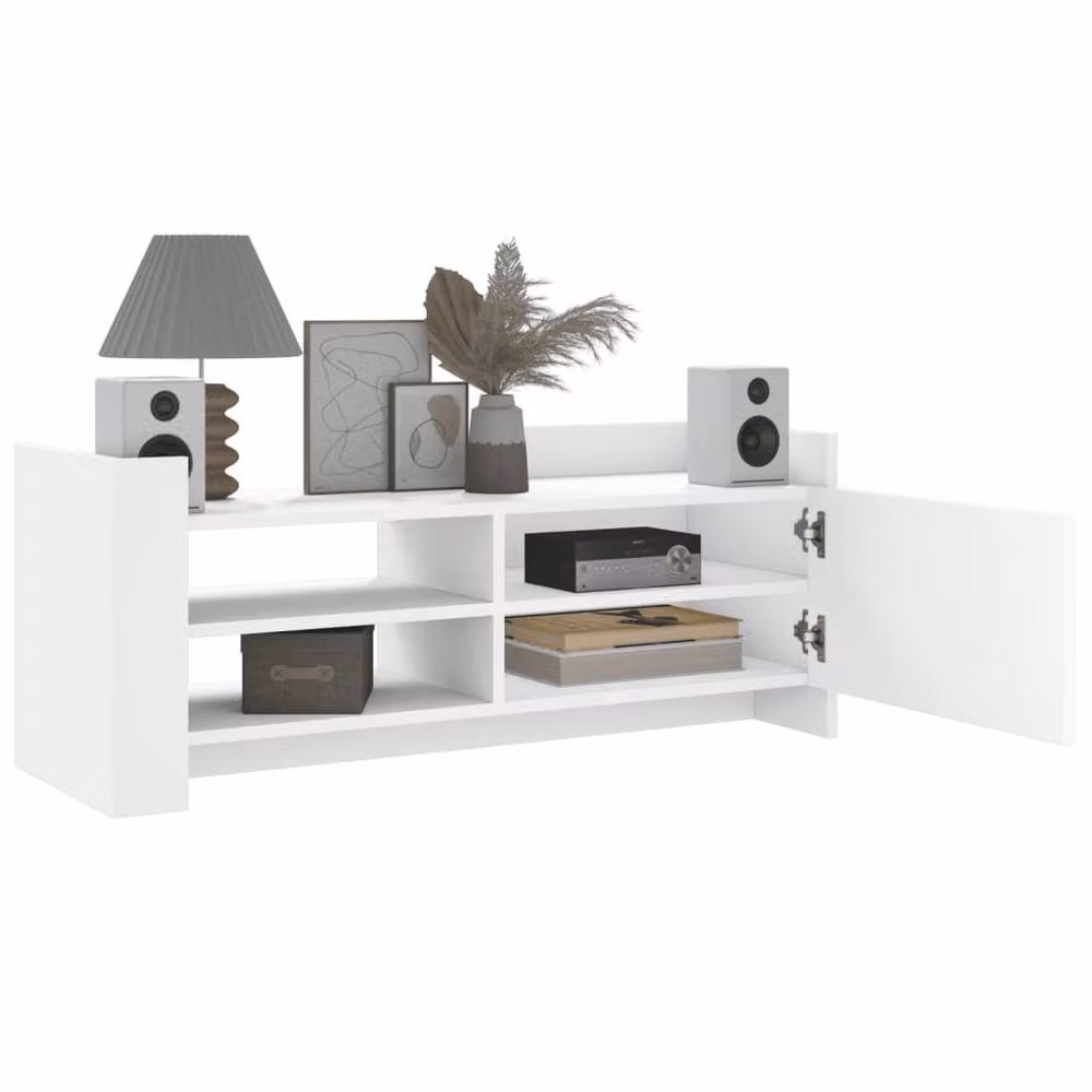 Berkfield Home White TV Cabinet in Matt MDF, W/D/H: 100 x 35 x 40 cm – 2