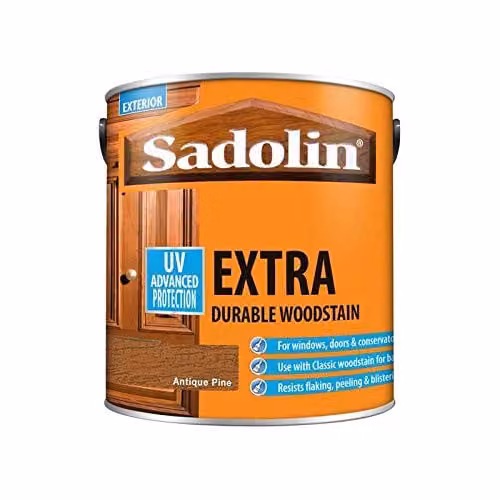 Sadolin Extra Durable Weatherproof Woodstain in Antique Pine, Brown, 2.5L