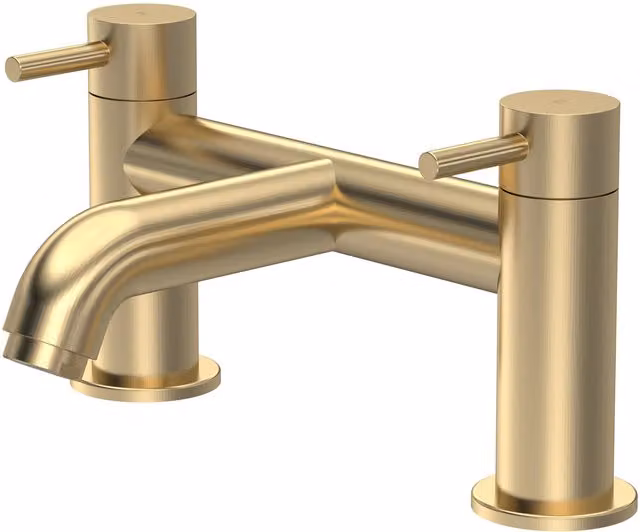 Balterley Round Minimalist Deck Mounted Single Lever Bath Filler Tap in Brushed Brass