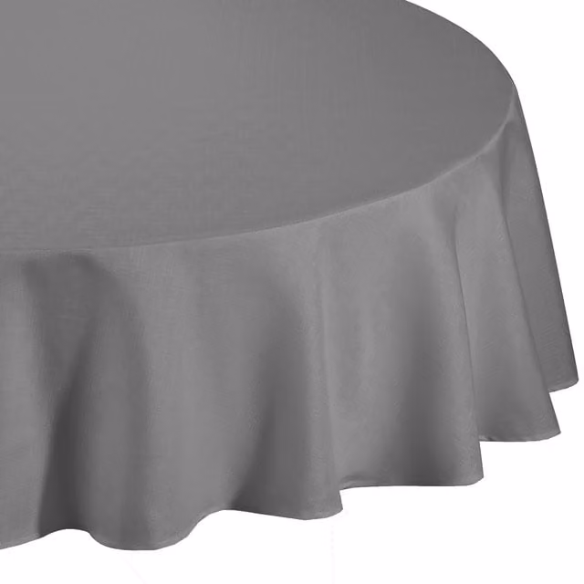 Kitchenwise Grey Slubbed Linen Look Round Tablecloth
