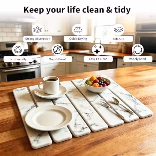Resmo Super Absorbent Quick-Dry Non-Slip Drying Mat in White and Grey, W: 40 cm, D: 30 cm – 4