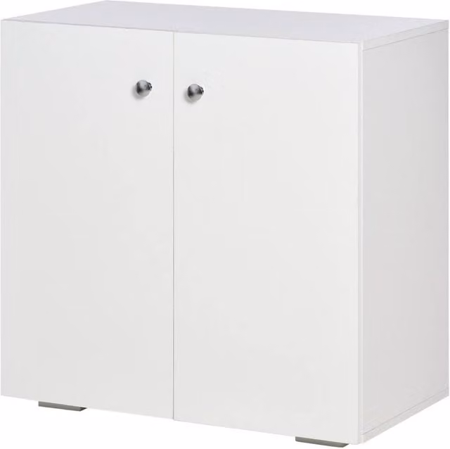 Kelvenix White Freestanding Storage Cabinet with Internal Shelves and Hinged Doors
