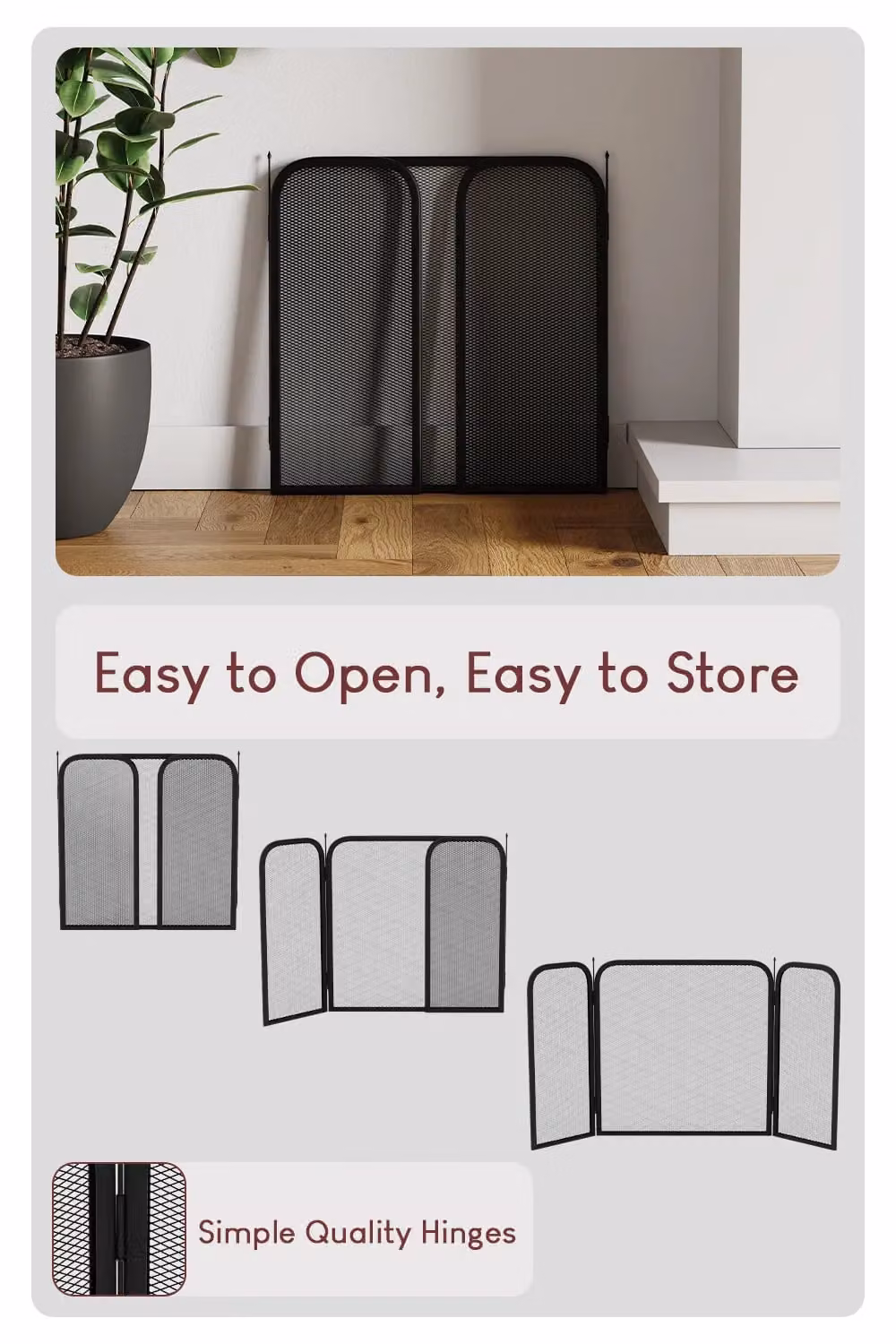 Vida Roxby 3 Panel Fireplace Guard Protector in Black – 6