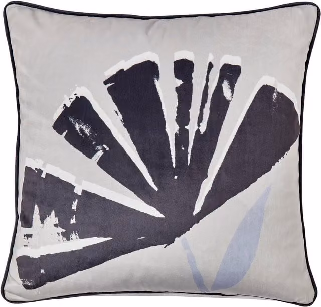 Fusion Alma Soft Touch Velvet Floral Filled Cushion in Black and Natural, W/D/H: 43 x 43 x 43 cm – 1