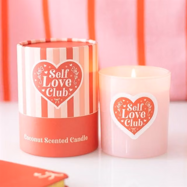 Self Love Club Coconut Scented Paraffin Wax Candle in Red Glass, 35 g