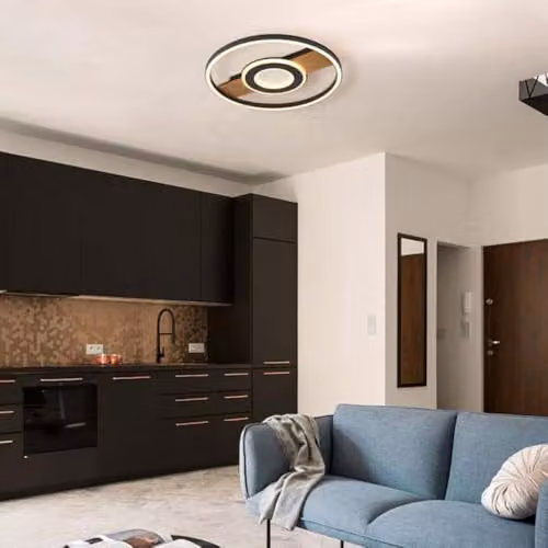 Globo Lighting Pikara LED Ceiling Light with Wood Effect and Crystals in Brown, Diameter: 40.5 cm – 3