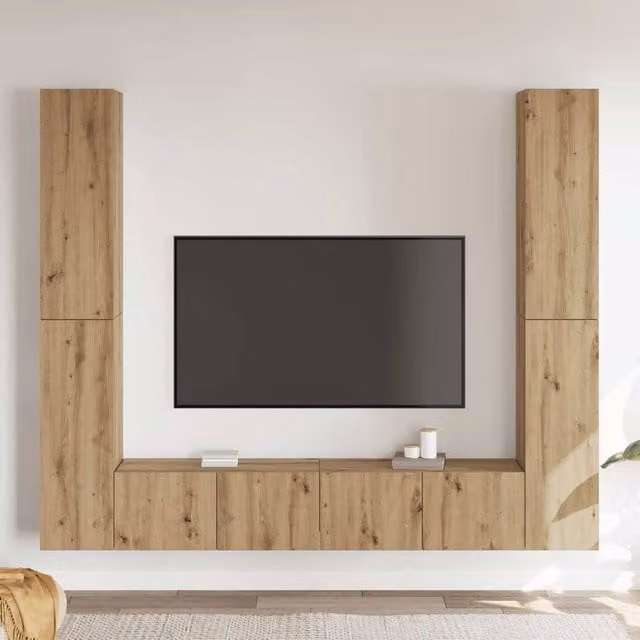 Berkfield Home Artisan Oak Wall Mounted TV Cabinets, 6 Piece Set in Brown