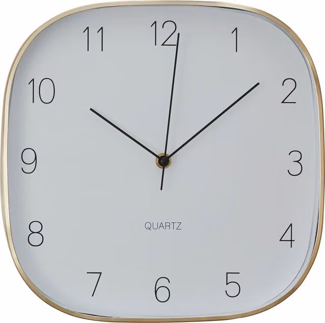 Interiors by Premier Elko Retro Square Analog Wall Clock in Gold Finish, Diameter: 29 cm