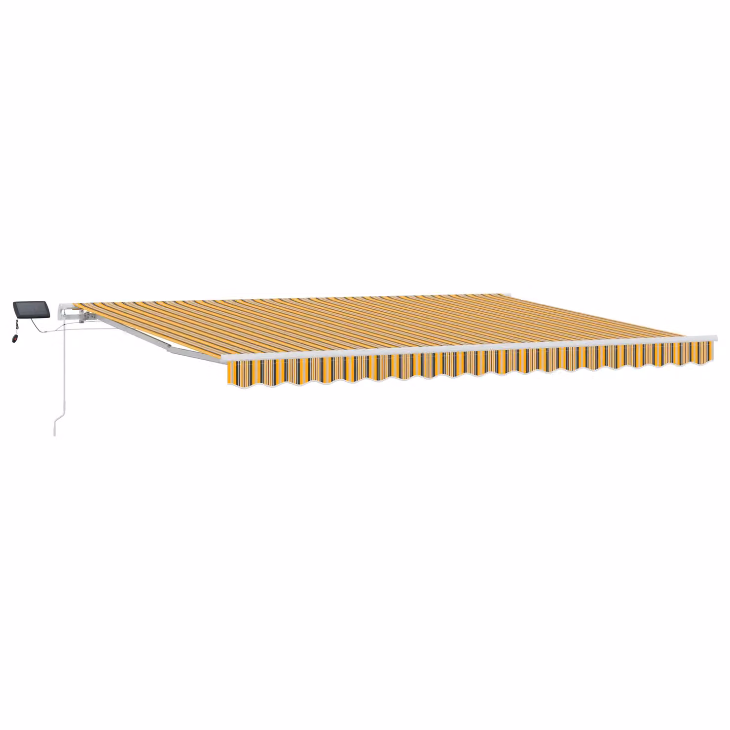 Berkfield Home Manual Retractable Wall-Mounted Folding Arm Awning with Multicolour LED Stripe, Yellow, Grey and White, W: 450 cm, D: 300 cm – 2