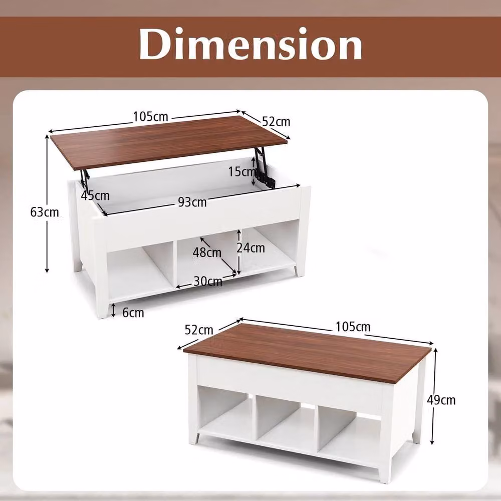 FORGEVIO Modern Lift Up Coffee Table with 3 Cubes and Lift Mechanism in Multicolour – 2