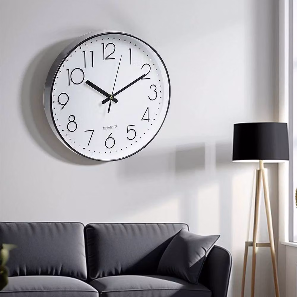 Kelvenix Black Silent Non-Ticking Round Quartz Wall Clock, Diameter: 30 cm – 4