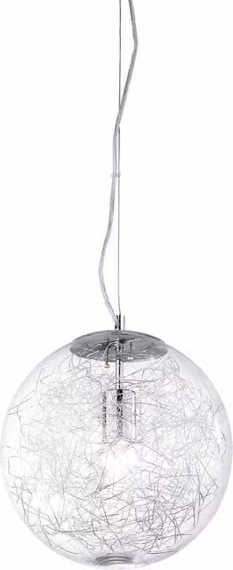 Mapa Max 1 Light Globe Sphere Ceiling Pendant in Chrome and Transparent Glass, Diameter: 40 cm