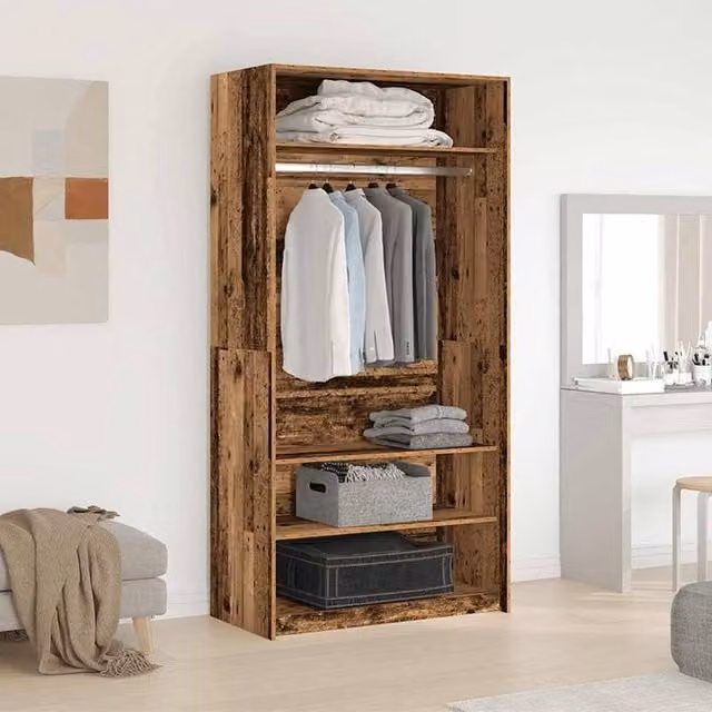 Berkfield Home Old Wood Wardrobe in Brown, W/D/H: 100 x 50 x 200 cm – 1