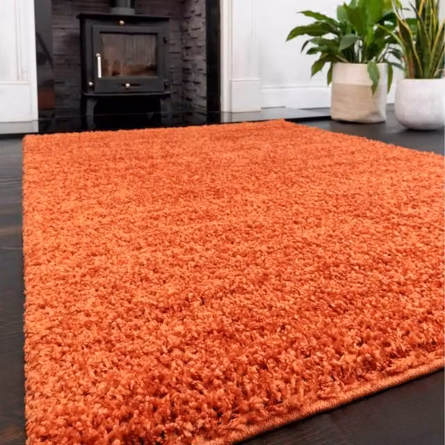 The Rug House Soft Value Shaggy Area Rug in Orange Terracotta, W: 270 cm, D: 180 cm
