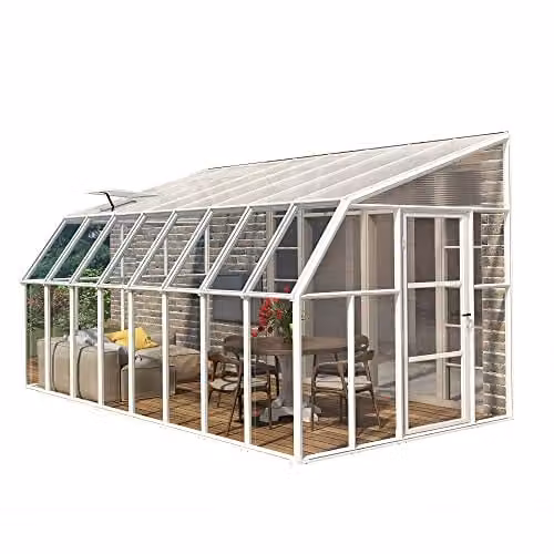 Palram Lean To Polycarbonate Greenhouse Sun Room in White W257 x H266 cm – 1