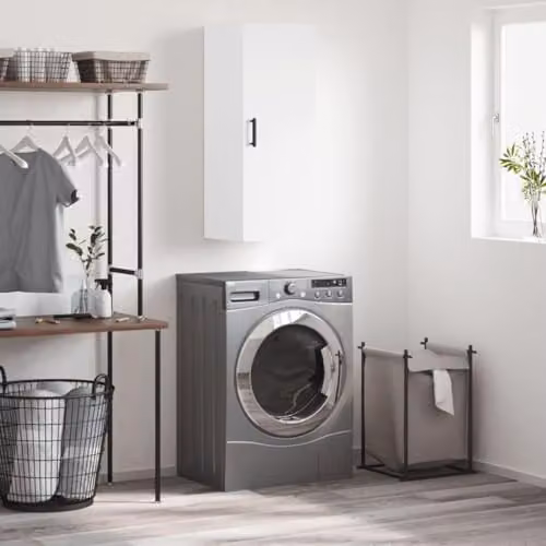 vidaXL Wall Mounted Cabinet in White with Hinged Doors and Internal Shelves, W/D/H: 34.5 x 34 x 90 cm – 2