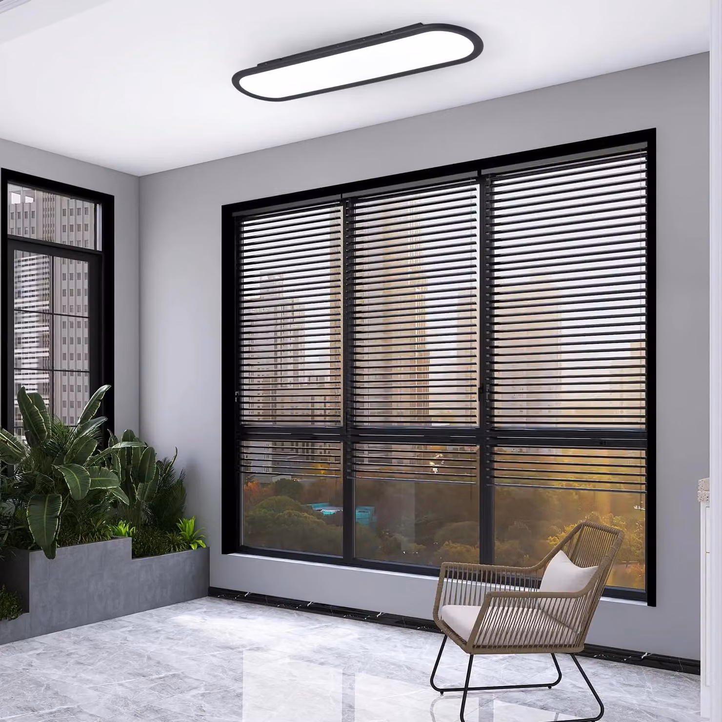 Garwarm LED Linear Ceiling Light, Black, 70 cm – 6