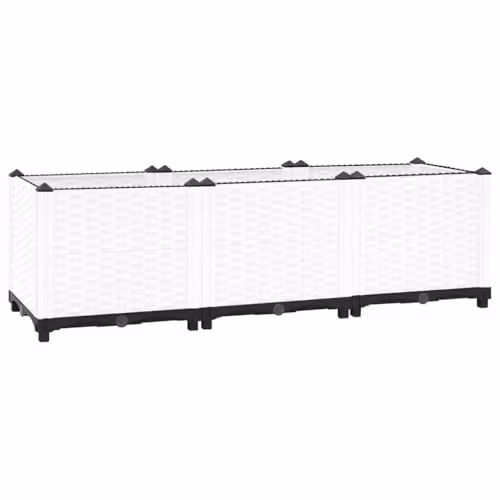 vidaXL White Plastic Raised Bed for Vegetable, Herb or Ornamental Gardens, W/D/H: 120 x 40 x 38 cm