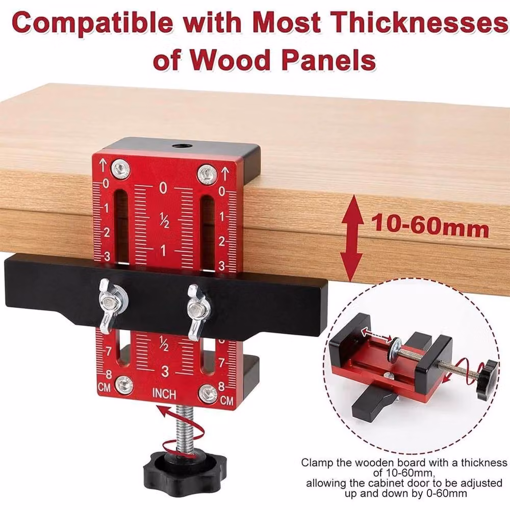 SPETLEK Red Aluminium Alloy Cabinet Door Installation Jig Positioner Tool for Cupboards and Wardrobes – 5
