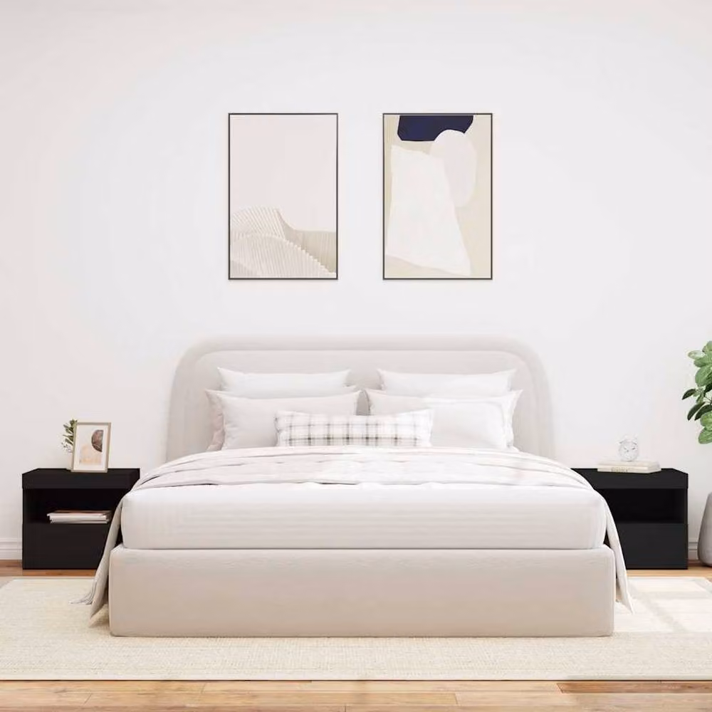 Berkfield Home Beautiful Bedside Cabinets with Integrated LED Lights, 2 Pack, Black, W: 50 cm, D: 40 cm, H: 45 cm – 3