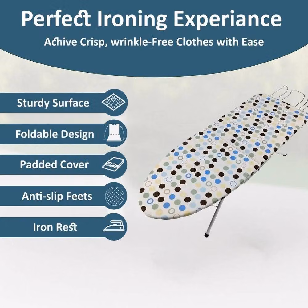 KORVIXA Multicolour Compact Foldable Table Top Ironing Board with Iron Rest, W: 100 cm, D: 50 cm – 3