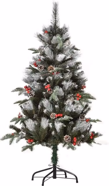 HOMCOM 4ft Green Artificial Snow Dipped Pencil Christmas Tree – 1