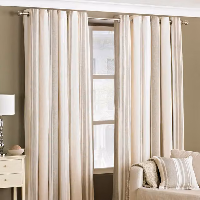 Make It A Home Set of 2 Broadway Striped Room Darkening Eyelet Curtains, Brown, Height: 229 cm