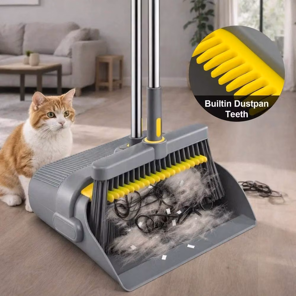 EONLION Broom and Dustpan Set with Telescopic Long Handle in Grey – 3