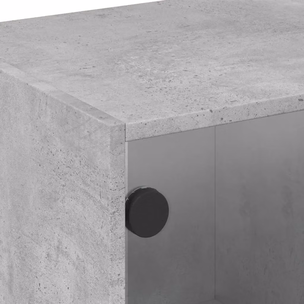 Berkfield Home Classic TV Cabinet in Concrete Grey with Glass Doors, W/D/H: 102 x 37 x 42 cm – 4