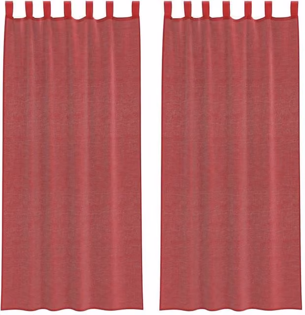 Berkfield Home Red Transparent Voile Fabric Panel Curtains with Rod Pockets, 2 Pack – 1