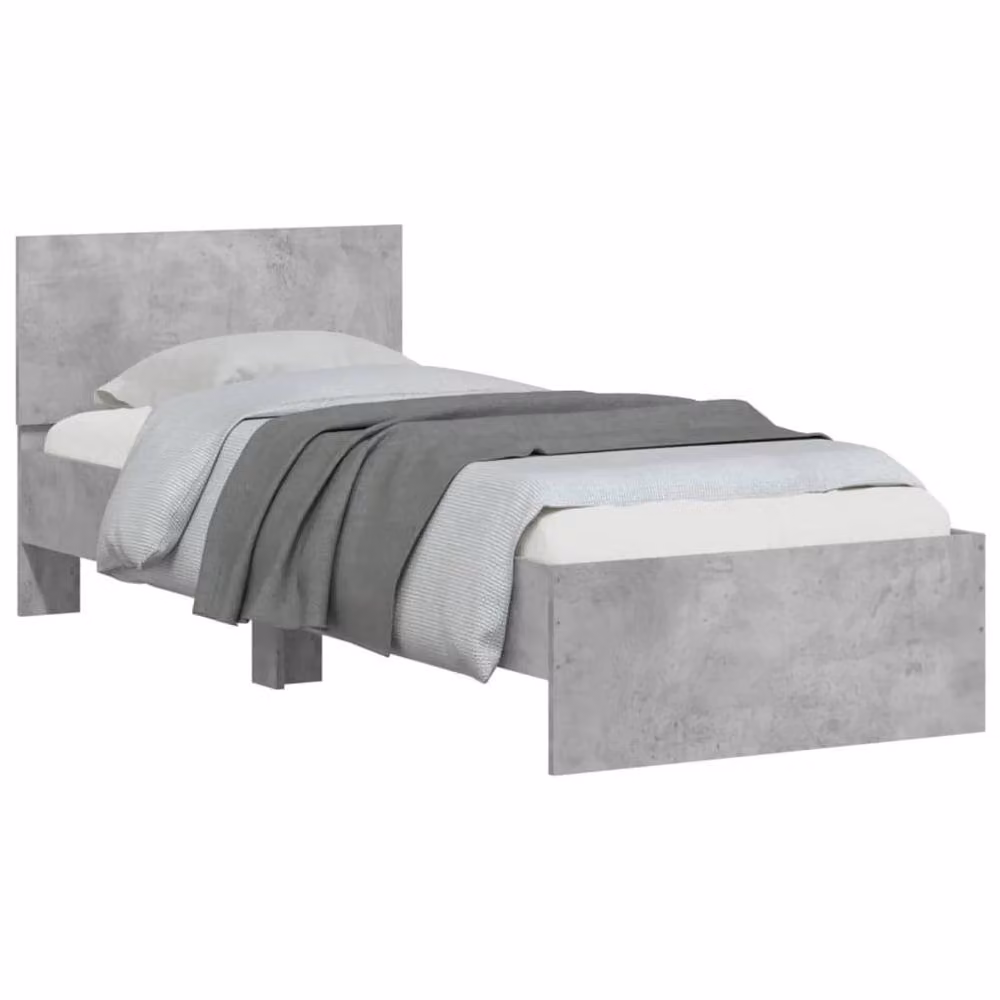 Berkfield Home Modern Bed Frame with LED Lights and USB Charging Port in Concrete Grey, W/D/H: 90 x 200 cm – 4