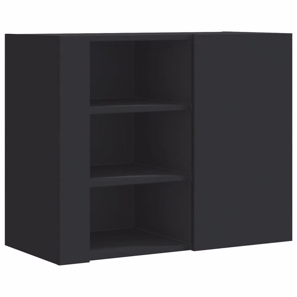 Berkfield Home Black Wall Mounted Cabinet with Hinged Doors and Internal Shelves, W/D/H: 75 x 35 x 60 cm – 2