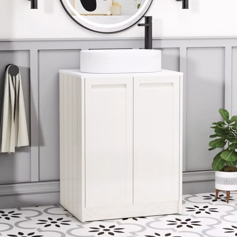 Royal Bathrooms Elmore 600mm Classic White Floor Standing 2 Door Vanity Unit with Lyon Basin