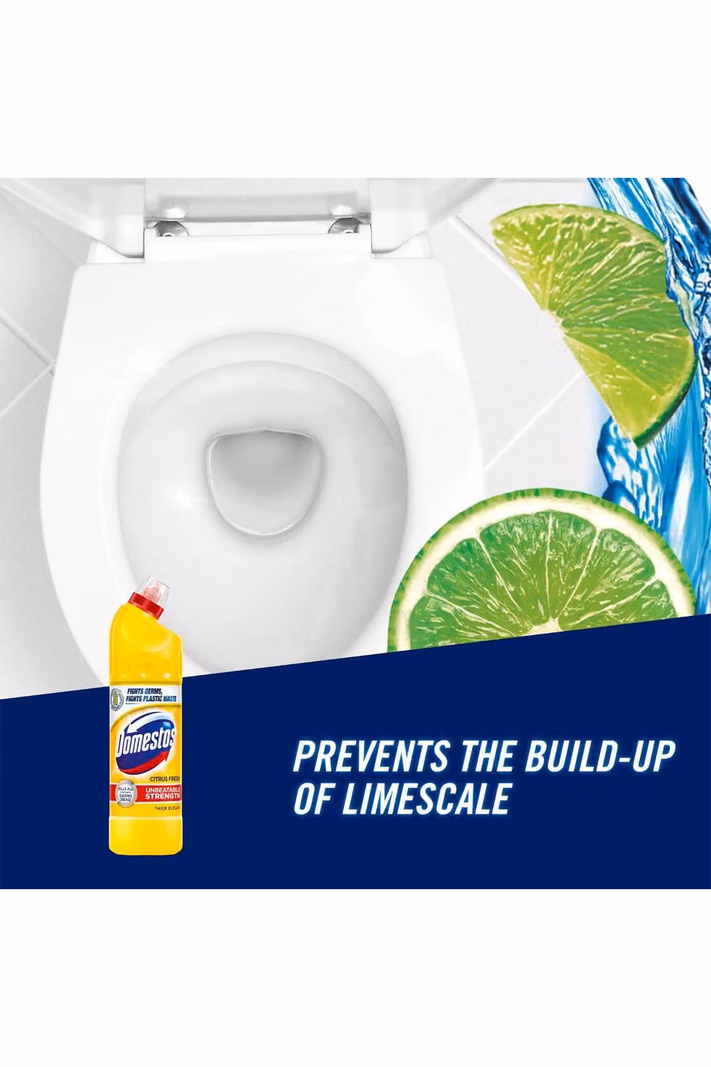 Domestos Thick Bleach Citrus Fresh Disinfectant Cleaner, 750ml, 3 Pack, Yellow – 3