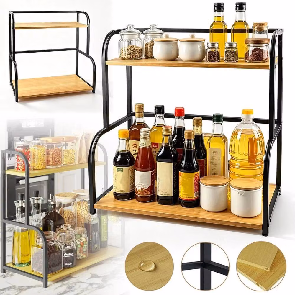 NESTLUNE Black Spice Rack Organizer and Kitchen Storage Rack, W/D/H: 100 x 15 x 41.5 cm – 6
