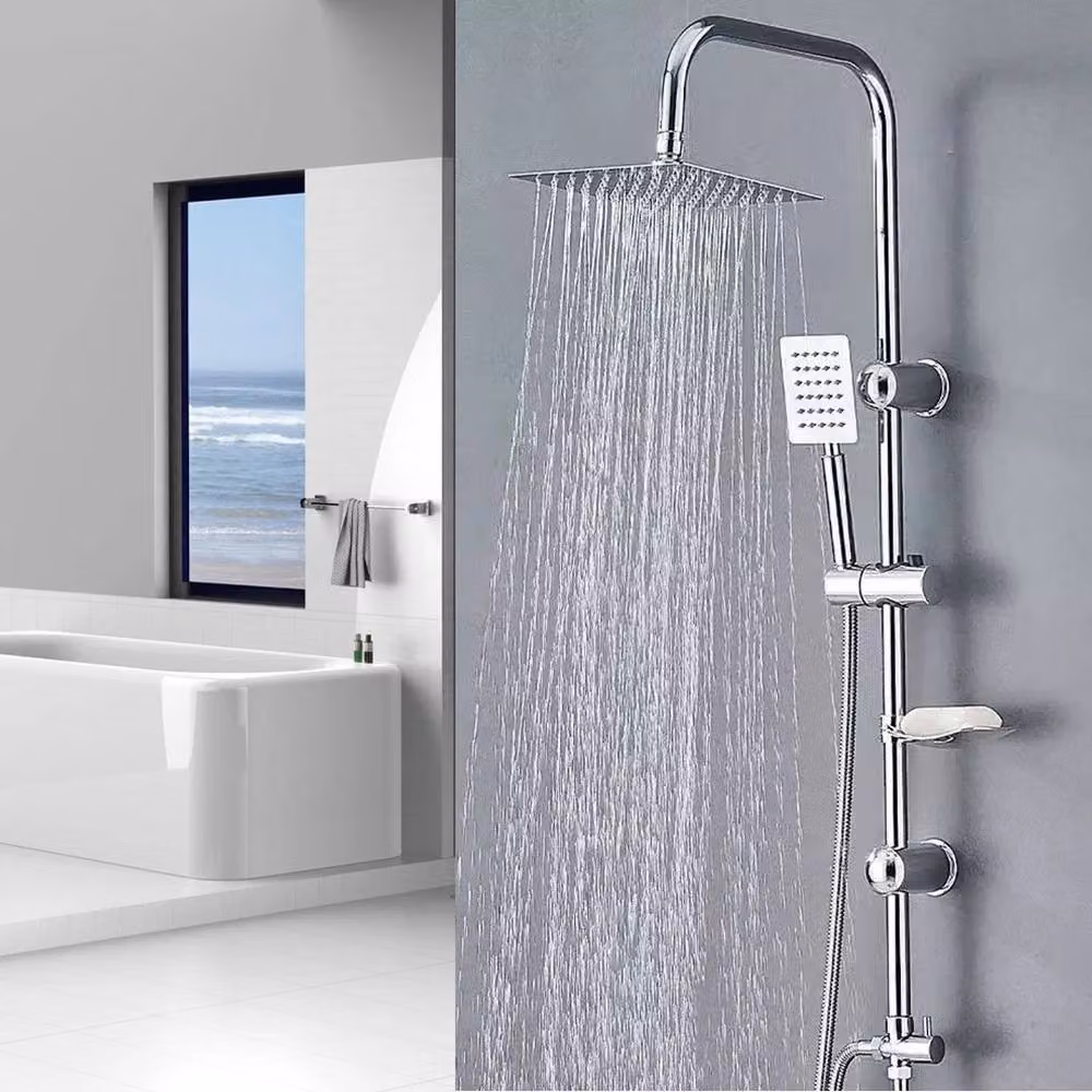EONLION Twin Head 2 Mixer Shower Kit in Silver with Ceramic Disc Valves – 3